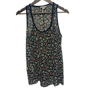 BCBG Generation‎ Tank Top Womens M Black Floral Sleeveless Sheer Y2K Whimsigoth